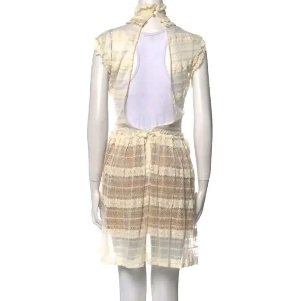 Opening Ceremony Dress Sz S Small Crochet Mesh Knit A-line High Neck Sheer (B1 - Picture 4 of 7